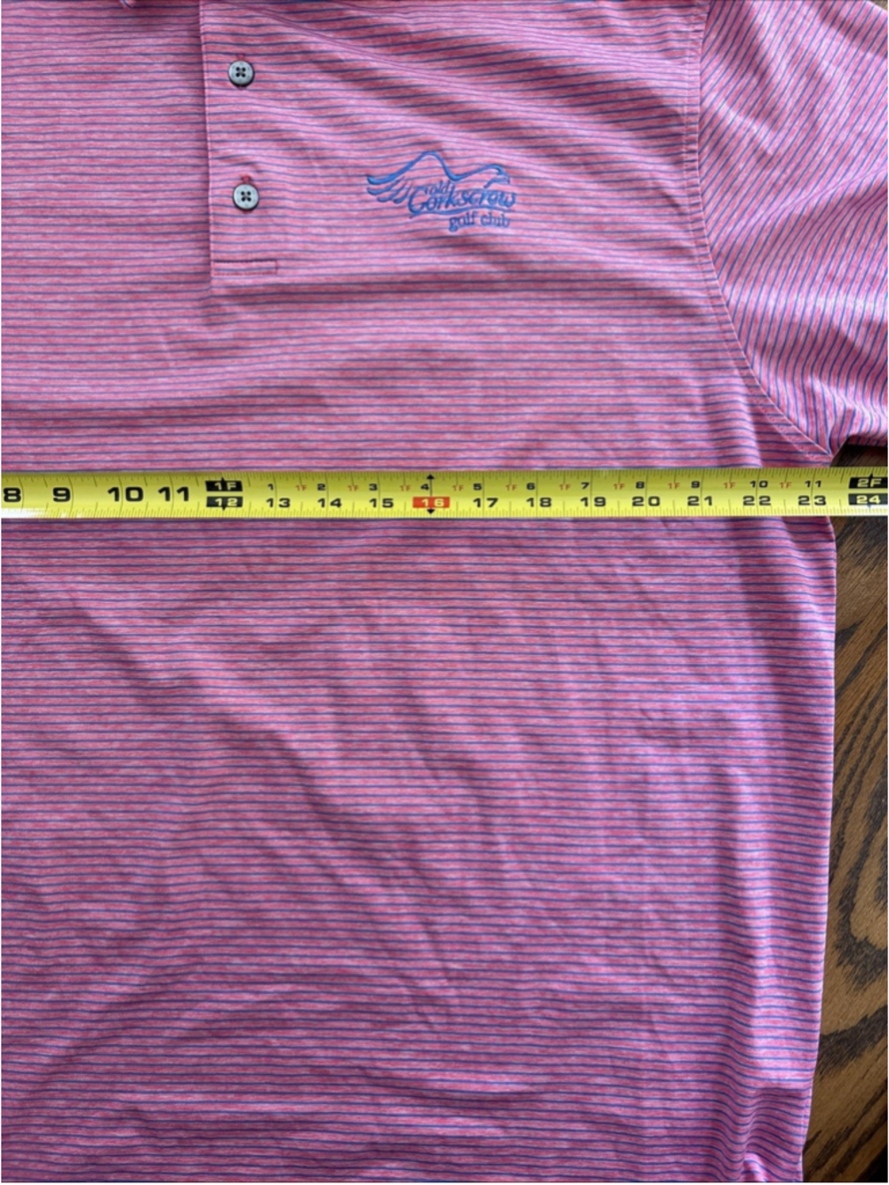 old corkscrew golf footjoy men’s polo pink/blue stripe L - Picture 5 of 8